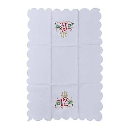 BLESSUME Church Mass Altar Cloth Purificator Cloth Cross Embroidery (White 6) - color: White 6
