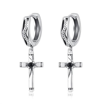 Cross Earrings 925 Sterling Silver Cross Dangle Earrings Christianity Jewelry Gift for Men Women - style: Rice Ears-Silver