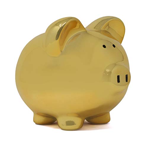 Child to Cherish Ceramic Piggy Bank (Gold) - color: Gold