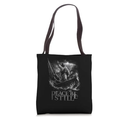 Peace Be Still Christian Storm Faith Scripture Tote Bag