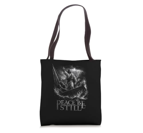 Peace Be Still Christian Storm Faith Scripture Tote Bag