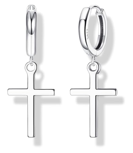 MILACOLATO 925 Sterling Silver Dangle Earrings for Women Hypoallergenic - color: silver-cross