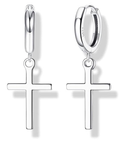 MILACOLATO 925 Sterling Silver Dangle Earrings for Women Hypoallergenic - color: silver-cross