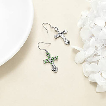 Cross Earrings 925 Sterling Silver Dangle Earring Gifts for Women - style: Tree Of Life Cross