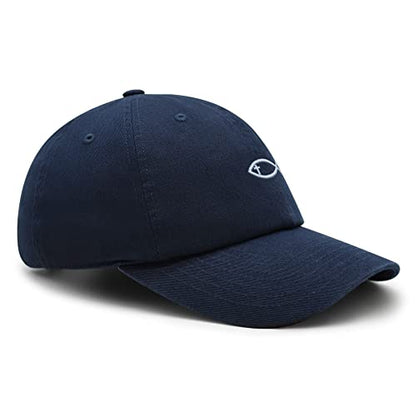 JPAK Jesus Fish Symbol Premium Dad Hat Embroidered Cotton Baseball Cap Symbol of Christianity - color: Navy
