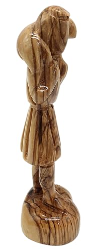 Zuluf Hand-Carved Olive Wood Good Shepherd Jesus with Lamb - Authentic Bethlehem Craftsmanship | Premium Religious Décor 5.7 INCHES FIG016