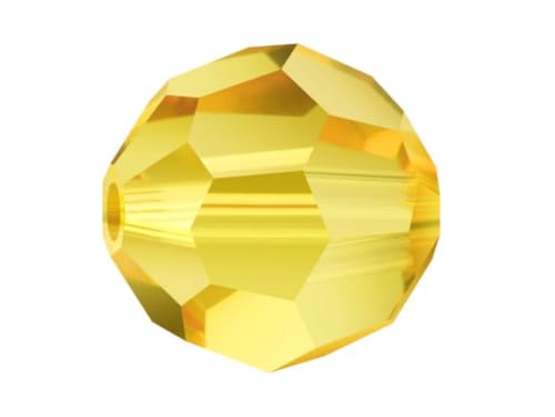 100pcs Adabele Austrian 4mm (0.16 Inch) Small Faceted Round Crystal Beads Light Topaz Yellow Compatible with Swarovski Crystals Preciosa - color: Light Topaz/Yellow, size: 4mm Small (100pcs)