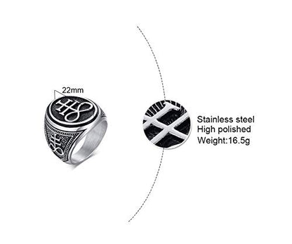 VNOX Sigil of Lucifer Seal of Satan Symbol Signet Ring Band for Men Boys,Talisman Amulet Jewelry - color: *Sliver-2 Pcs