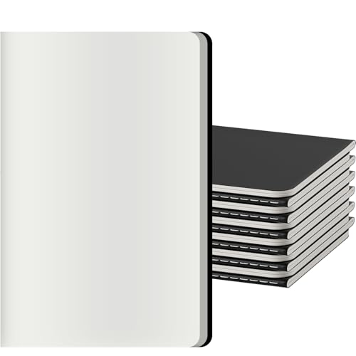 12 Pack Blank Notebook Journals Bulk, Plain, 60 Pages, 5.5x8.3 inch, A5, Travel Journal Set for Travelers, Students, Church, Office, Drawing Sketchbook Diary Paper Subject Book Planner, Black