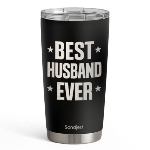 SANDJEST 20oz Insulated Tumbler for Husband, Stainless Steel Travel Mug with Lid, Best Husband Ever Coffee Cup for Men, Boyfriend Birthday Christmas Valentine - color: Husband