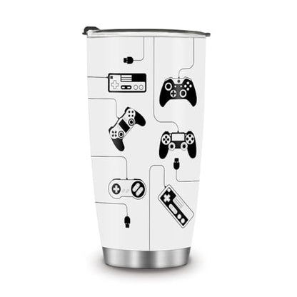 WIRESTER 20 OZ Stainless Steel Tumbler With Lid, Double Wall Vacuum Insulated Tumbler, Coffee Travel Mug Cup for Hot Cold Drinks - Black Game Controllers - color: Black Game Controllers