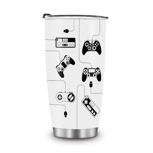 WIRESTER 20 OZ Stainless Steel Tumbler With Lid, Double Wall Vacuum Insulated Tumbler, Coffee Travel Mug Cup for Hot Cold Drinks - Black Game Controllers - color: Black Game Controllers