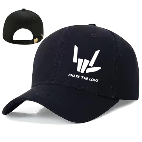 Baseball Cap Snapback Hats for Men Black Baseball Hat Cotton Trucker Dad Hat for Men - color: Share Love