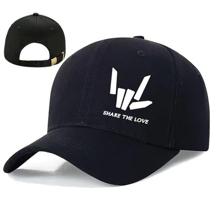 Baseball Cap Snapback Hats for Men Black Baseball Hat Cotton Trucker Dad Hat for Men - color: Share Love