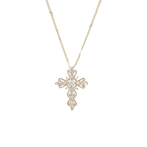 Gold Cross Necklace for Women, 14K Gold Plated - style: Filigree Cross