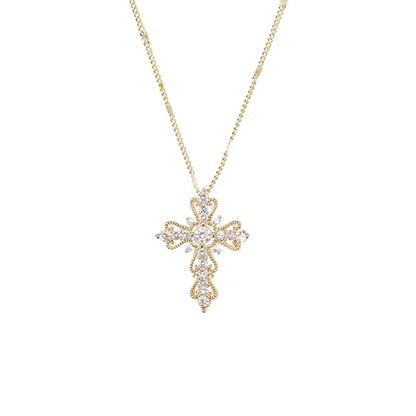 Gold Cross Necklace for Women, 14K Gold Plated - style: Filigree Cross