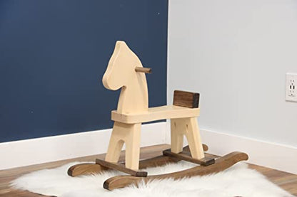 Wooden Rocking Horse Toddler Ride-On Toy (Walnut and Natural) - color: Walnut and Natural