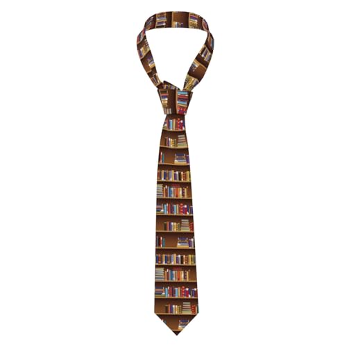 Men's Neckties, Novelty Printed Skinny Tie for Work Casual Party - color: Library Bookshelf