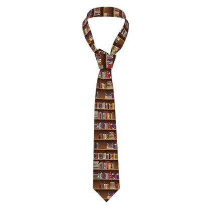 Men's Neckties, Novelty Printed Skinny Tie for Work Casual Party - color: Library Bookshelf