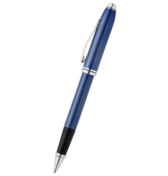Cross Townsend® Polished Translucent Cobalt Blue Engraved Diamond Cut Pattern with Polished Chrome Appointments Selectip® Rollerball Pen
