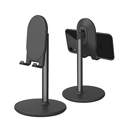 Bright Stone Phone Stand for Desk, Adjustable Cell Phone Holder for Desk, Compatible with 4"-12.9" Phones/Tablet/iPhone/iPad/Switch (Black) - color: Black