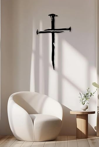 RESACO Wall Cross Jesus Crosses Wall Decor Religious Metal Wall Art Minimalist Decorations for Church Home Office Baptism Decor Gift for a Christian - size: 16.8"L x 10.3"W
