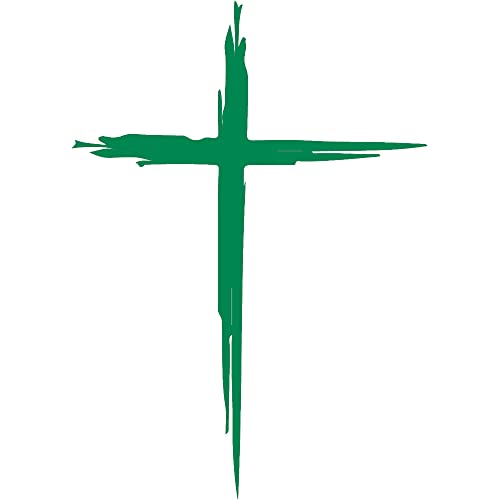 Cross Hand Drawn y3148 Vinyl Sticker Decals (Pack of 2) for Car Bumper Window Laptop Tablet Phone (4.4 inch x 6 inch,Green) - color: Green, size: 4.4 inch x 6 inch