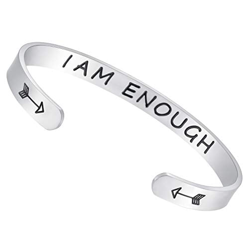 Fesciory Inspirational Bracelets for Women, Stainless Steel Cuff Bangle - color: Silver-31