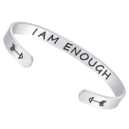 Fesciory Inspirational Bracelets for Women, Stainless Steel Cuff Bangle - color: Silver-31