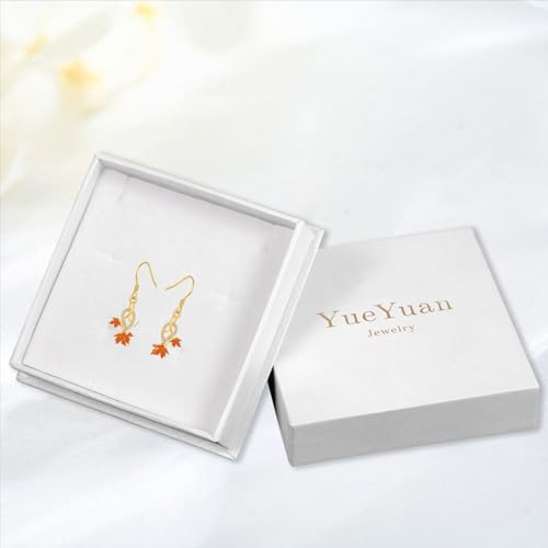 Yue Yuan Animal Plant Earrings for Women 925 Sterling Silver Butterfly/Cat/Jellyfish/Shell/Maple Leaf/Cardinal/Celtic Drop Earrings Silver Dangle Jewelry Birthday Anniversary Christmas Gift for Mother Wife - style: Maple Leaf