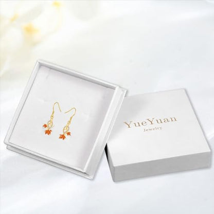Yue Yuan Animal Plant Earrings for Women 925 Sterling Silver Butterfly/Cat/Jellyfish/Shell/Maple Leaf/Cardinal/Celtic Drop Earrings Silver Dangle Jewelry Birthday Anniversary Christmas Gift for Mother Wife - style: Maple Leaf