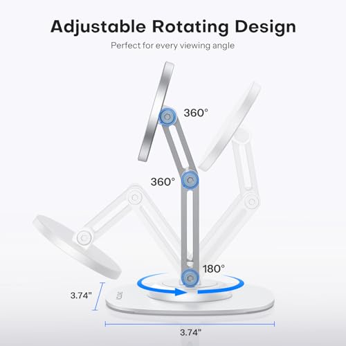 OMOTON MS04 [360° Rotating] Adjustable Magnetic Phone Stand for Desk, White - color: White
