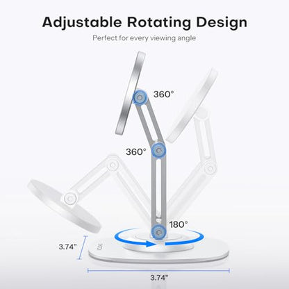OMOTON MS04 [360° Rotating] Adjustable Magnetic Phone Stand for Desk, White - color: White