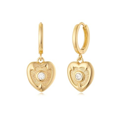 MYEARS Women Earrings Gold Huggie Hoop Dangle Drop 14K Gold Plated Small Simple Hypoallergenic Everyday Jewelry - style: Halo Heart