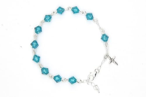 Catholic Communion Rosary Bracelet Created with Swarovski® Crystals, Glass - color: Zircon - December