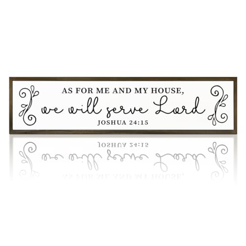Christian Decor Signs, Front Door Porch Decor, Rustic Home Decors, Bible Verse Wall Art, Wooden Framed Wall Plaque, As for Me and My House We Will Serve Lord Sign 17.8x4x1.2 inches - color: Religion Sign 15