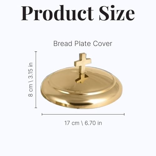 Communion Ware | Stainless Steel Gold Communion Bread Plate Cover | Holy Bread Plate Lid for Churches | Communions Supplies – Shiny Gold Finish - color: Shiny Gold