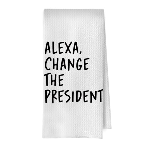 Funny Political Kitchen Towels - Change The President Waffle Weave Dish Towels, Funny Kitchen Bathroom Decor, House Warming Gifts, Changing Towel, 16×24 Inches - color: Presodent- 01