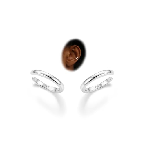 Subiceto 925 Sterling Silver Ear Cuffs Non Piercing - Adjustable Hypoallergenic 14K Gold Plated Clip On Earrings for Women Cubic Zirconia Silver Ear Cuff Helix Cartilage Fake Piercing - color: 05 Simple Silver Tone