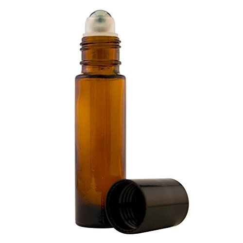 GreenHealth 6 Pack – Empty Roll-On Glass Bottles [Stainless Steel Roller] – 10ml Refillable Amber Color Roll On Vials for Essential Oils, Perfume, Fragrance, Aromatherapy
