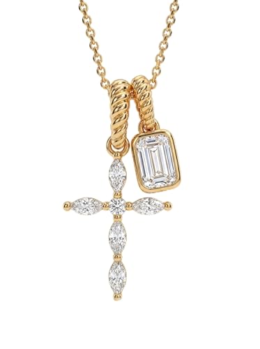 Gold Cross Necklace for Women: 14K Gold Plated Dainty Cross Pendant Non-Tarnish Necklace, Faith Crucifix Chain Jewelry, Elegant Religious Gifts - style: Pear-shaped Cross
