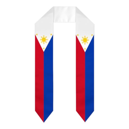 Flag Graduation Stoles for Men and Women, Graduation Shawl Sash for International Graduation's Day - color: Philippines Flag Stole