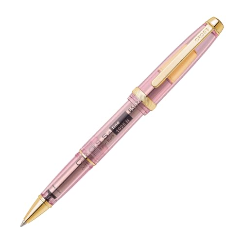 Cross Lume Translucent Translucent Pink Sapphire Resin Ballpoint Pen - Gold-Tone PVD Appointments - Black Fine-Tip Ballpoint - 0.27mm Line Width - Lifetime Mechanical Warranty - color: Pink