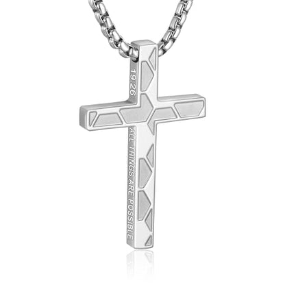 Soccer Cross Necklace for Boys Men - color: Silver, style: 19:26 All things are possible