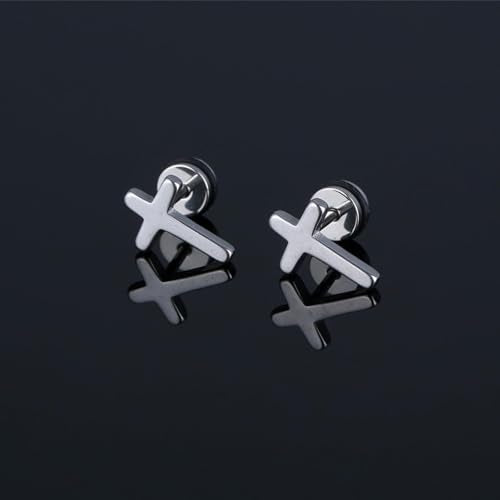Small Gold Cross Earrings for Women Rhinestone Cross Stud Earrings Trendy Jewelry Gift - color: A: Silver Cross Earrings