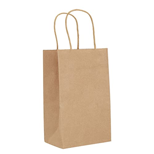 Juvale Mini Gift Bags with Handles - Brown Paper Party Favor Bags with Handles - Long & Narrow Design for DIY & Craft Fairs - 3 x 5.25 x 8.5 In, Brown, 12 Pack - style: Medium