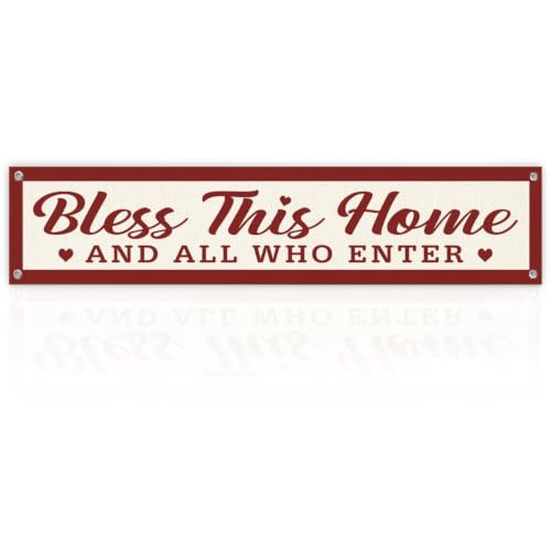 Bless This Home Wall Decor, Inspirational Christian Home Decor, Farmhouse Banner for Entryway Living Room Bedroom, Wall Decor Art, Decoration for Sofa Above 48x9 Inches - color: color_name14