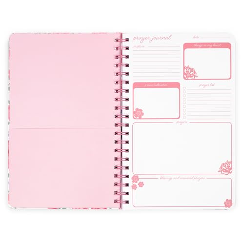 Steel Mill & Co Cute Floral Spiral Notebook Journal for Notes, 10.5" x 7.5" Prayer Journal and Church Notes Journal for Women with Durable Hardcover and 60 Lined Pages with Prompts (Someone Who Prayed) - color: Someone Who Prayed