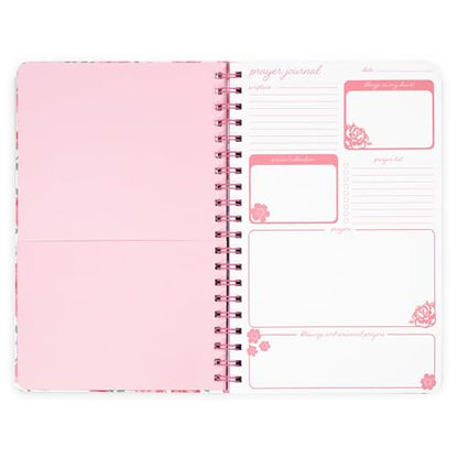 Steel Mill & Co Cute Floral Spiral Notebook Journal for Notes, 10.5" x 7.5" Prayer Journal and Church Notes Journal for Women with Durable Hardcover and 60 Lined Pages with Prompts (Someone Who Prayed) - color: Someone Who Prayed