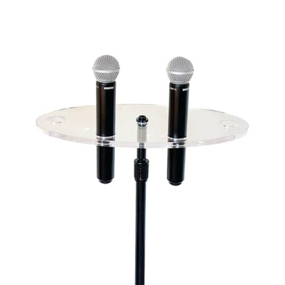 Multi Mic Holder – Holds 6 Mics | Clear Acrylic Mic Stand Organizer for DJ, Church, Stage & Studio | Fits Standard Mic Stands | Supply Goose | Wireless Mic Holder - style: Oval